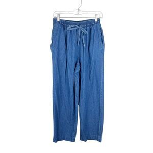 Saint Germain Pants Women Large Petite Blue Cotton Soft Denim Casual Bottoms